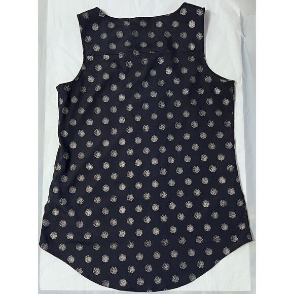 Chico's Women's Sleeveless Navy Top with Silver Dots & High Low Hemline Size 0 - Picture 2 of 8